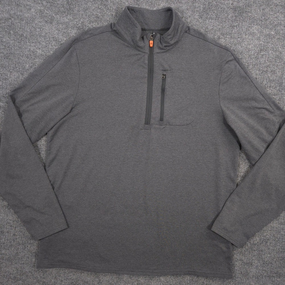 Bluffworks Blaze Athletic Pullover Mens Large Gray Heather Performance 1/4 Zip